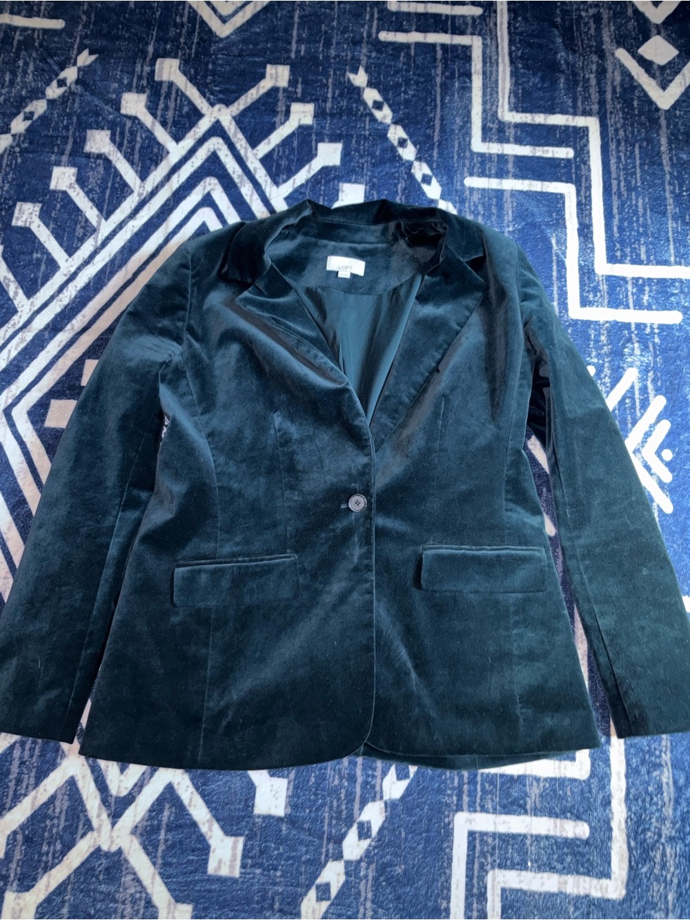 LOFT Dark Green Velvet Blazer - Single Button